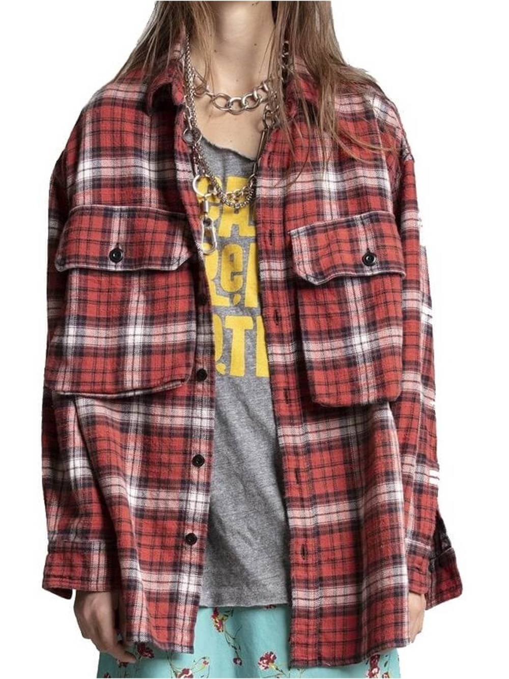 R13 Button-Up Shirt with Oversized Pockets